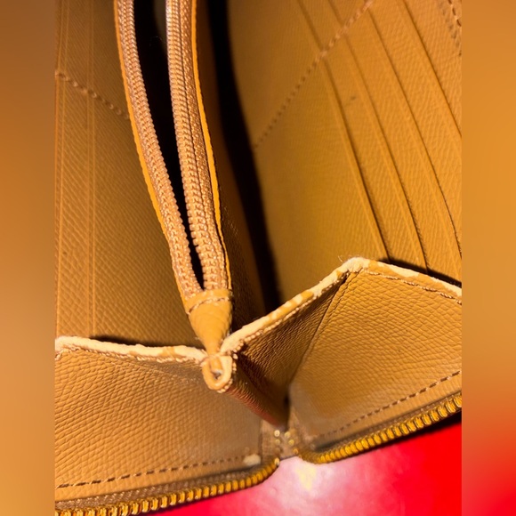 Coach Zip-Around Pebbled Leather Wallet in Tan - Picture 11 of 11